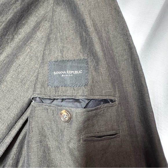 Banana Republic 100% Linen Blazer Men's 44R Gray Jacket Modern Slim Fit Preppy - Picture 7 of 15